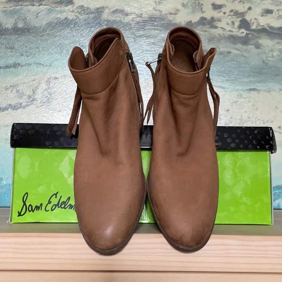 SAM EDELMAN Packer Leather Ankle Bootie Tan size 5 GUC - Picture 4 of 12